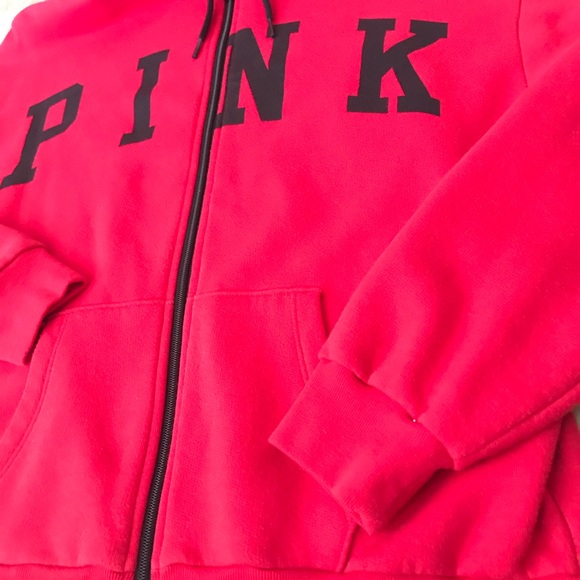 PINK Vibrant Red Zipup Jacket NWOT - Picture 3 of 5